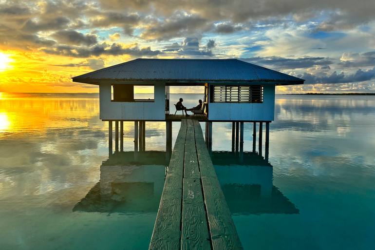 Original Landscape Photography by Alex Gallego | Contemporary Art on Other | Sunset in the bay of Tahiti