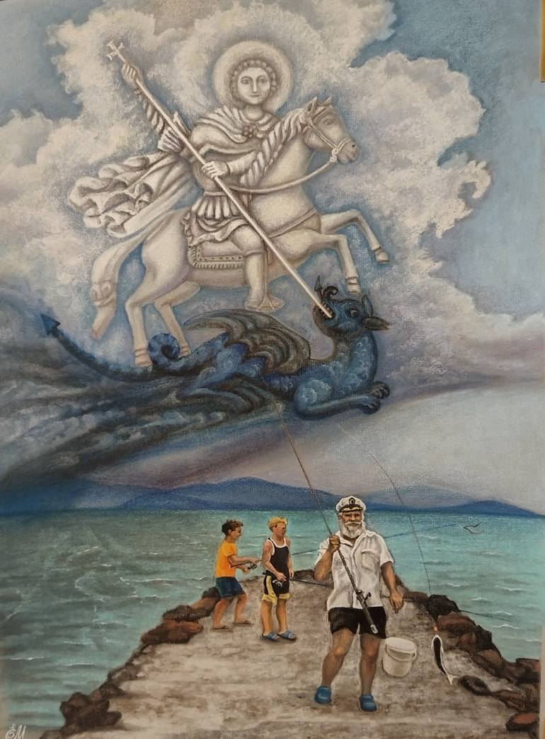 Original Figurative Seascape Drawing by Elena Mileva
