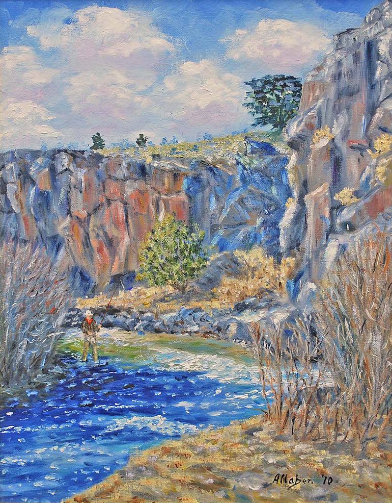 Taos New Mexico Colorful Oil Landscape Framed Original Painting by stanton allaben