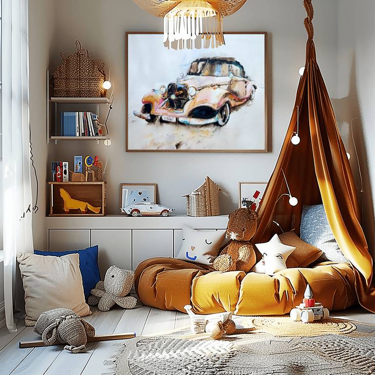 Original Surrealism Car Mixed Media by Olga Sova