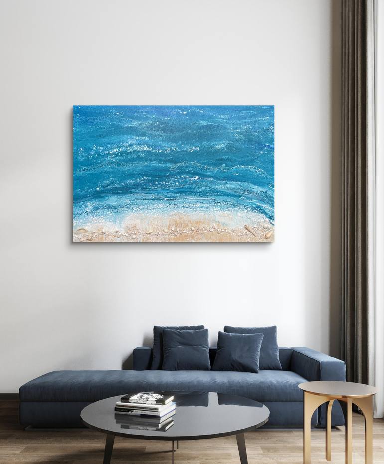 Original Abstract Beach Painting by Nataliia Mcmillian