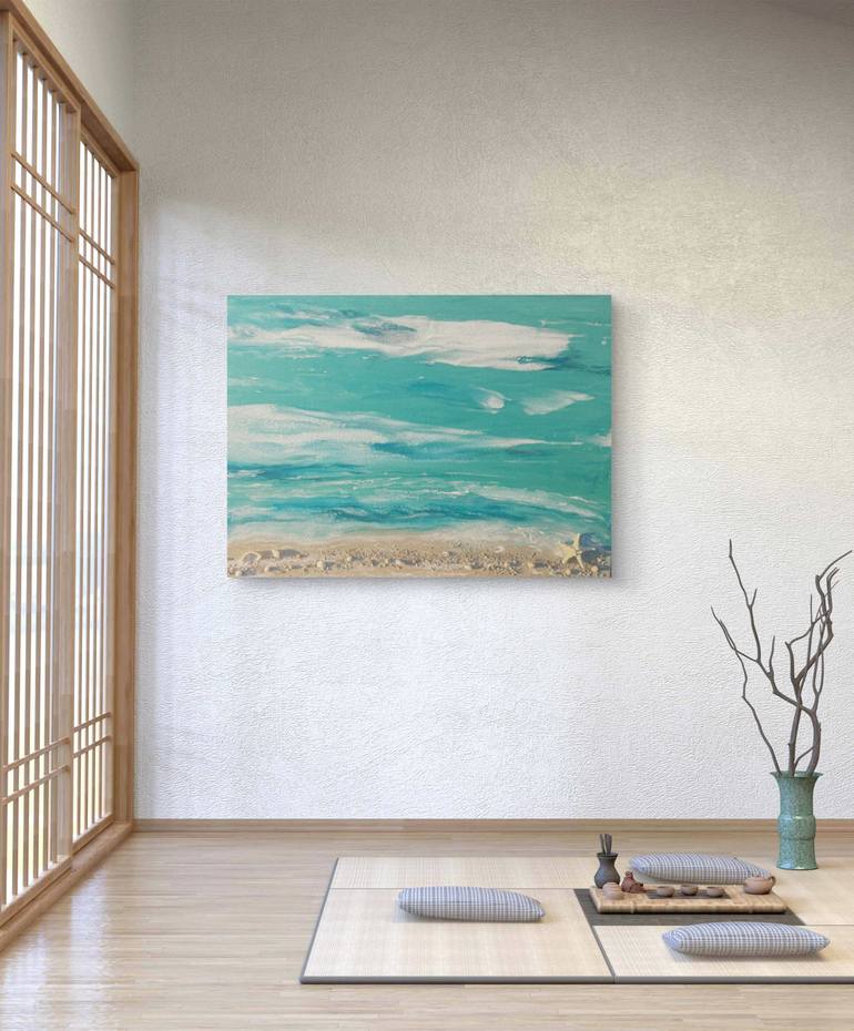Original Abstract Beach Painting by Nataliia Mcmillian