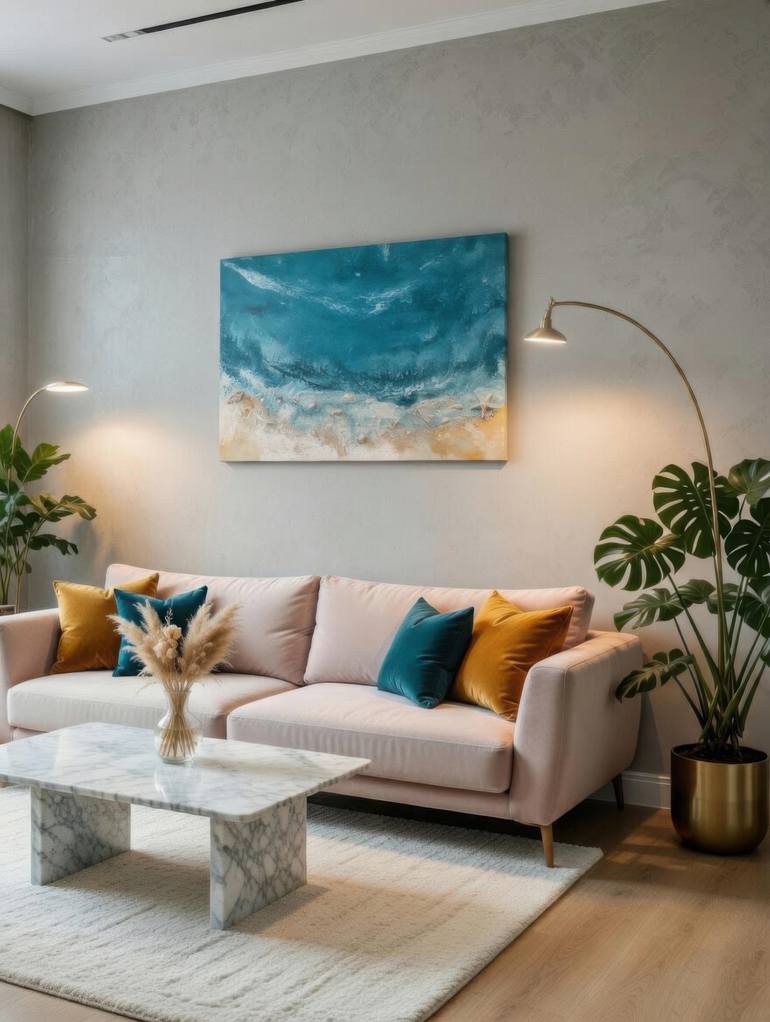 Original Abstract Beach Painting by Nataliia Mcmillian