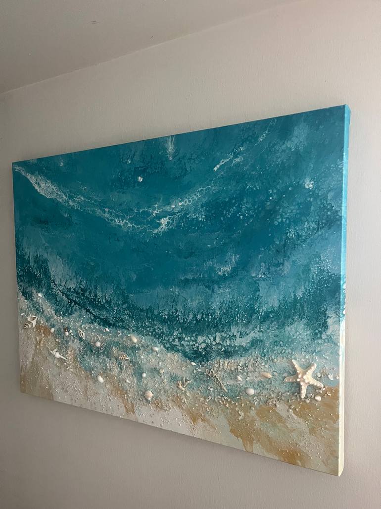 Original Abstract Beach Painting by Nataliia Mcmillian