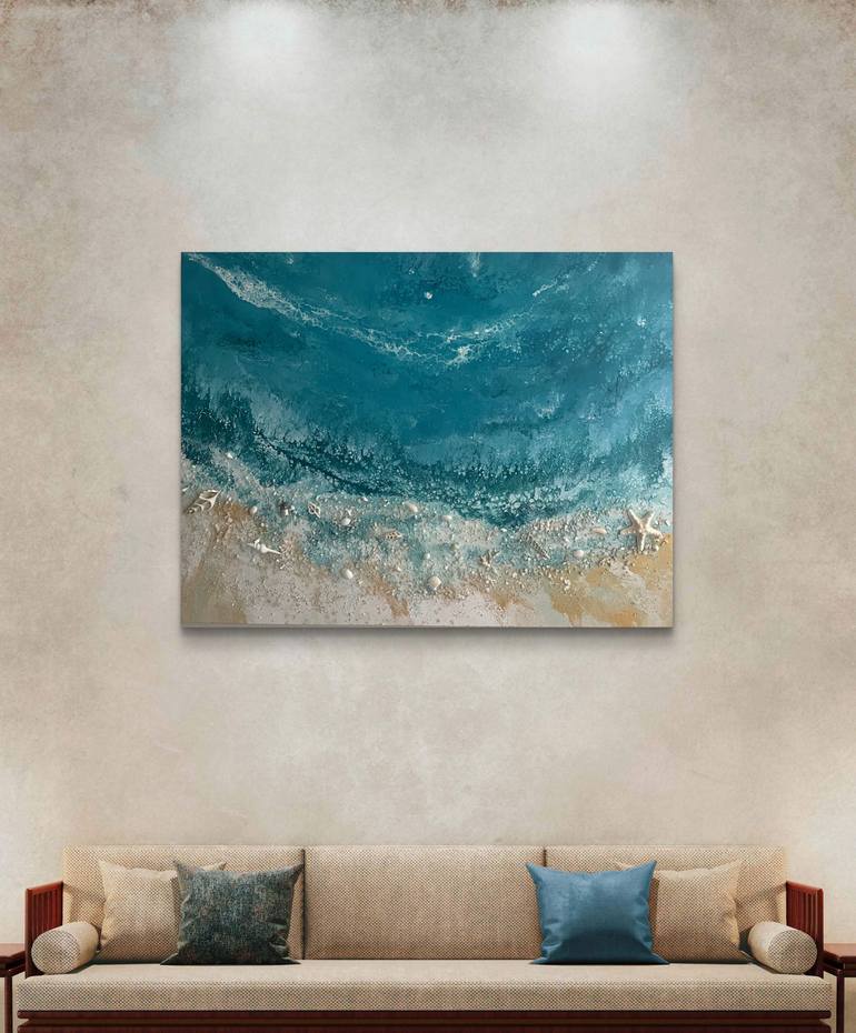 Original Abstract Beach Painting by Nataliia Mcmillian