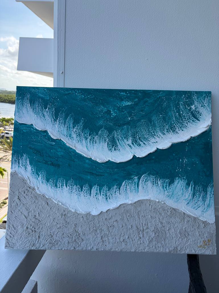 Original Abstract Beach Painting by Nataliia Mcmillian