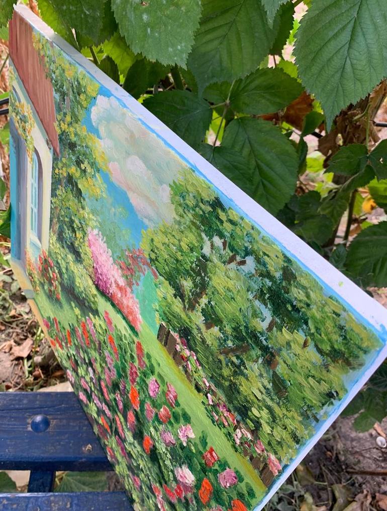 Original Impressionism Garden Painting by Tetiana Kovtun