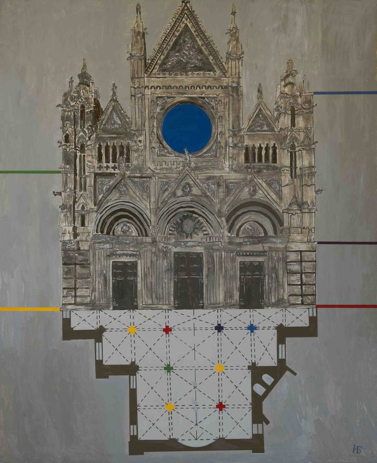 Original Architecture Painting by Inna Bazhanova | Contemporary Art on Canvas | XIII Century