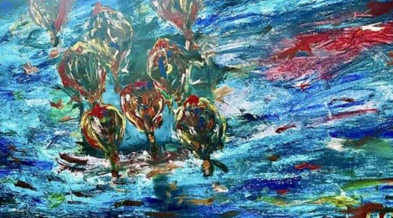 Original Abstract Expressionism Seascape Painting by Sharzad Hime