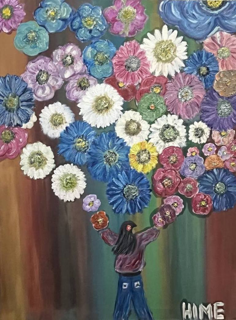 Original Expressionism Floral Painting by Sharzad Hime
