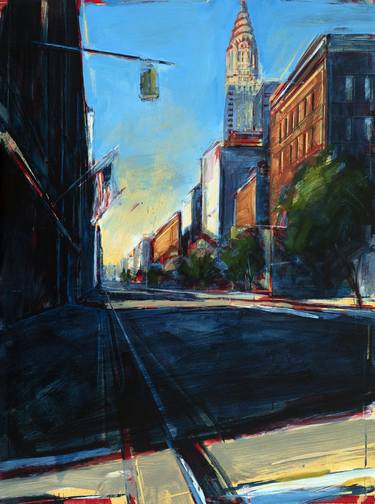 Original Abstract Expressionism Cities Painting by Tom Voyce