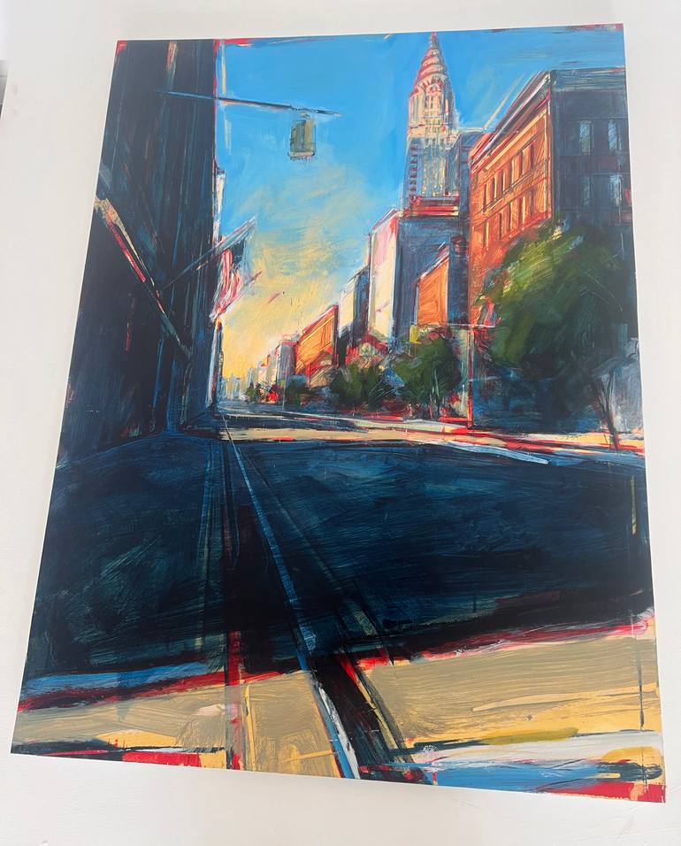 Original Abstract Expressionism Cities Painting by Tom Voyce