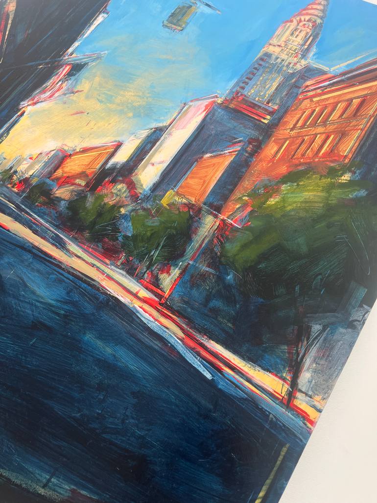 Original Abstract Expressionism Cities Painting by Tom Voyce