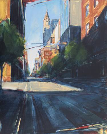 Original Painterly Abstraction Cities Paintings by Tom Voyce