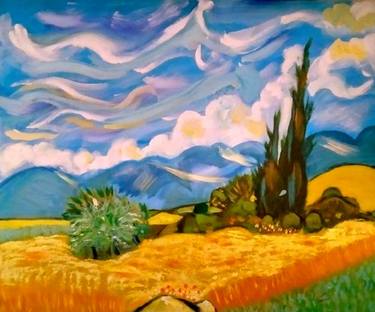 A Pastiche of Van Gogh's Wheatfield with Cypress thumb