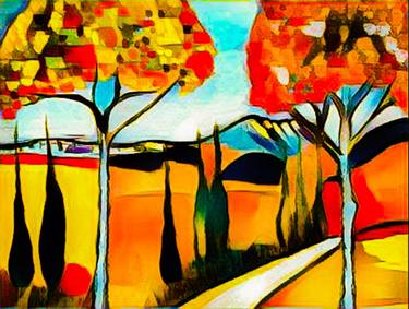 Original Art Deco Landscape Paintings by Rusty Gladdish