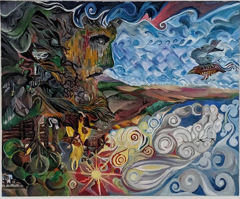 Original Abstract Expressionism Seascape Painting by Garshasp Qobad