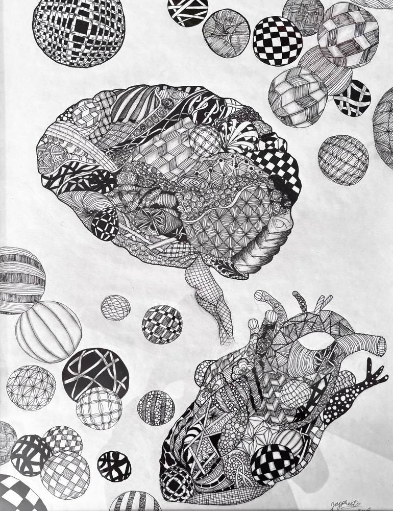 Original Abstract Health & Beauty Drawing by Jaspreet Kaur