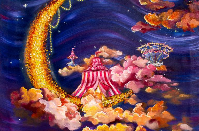 Original Impressionism Outer Space Painting by Maliha Sami