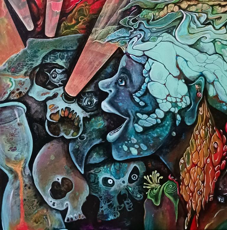 Original Surrealism Landscape Painting by Mareike Von Stamm