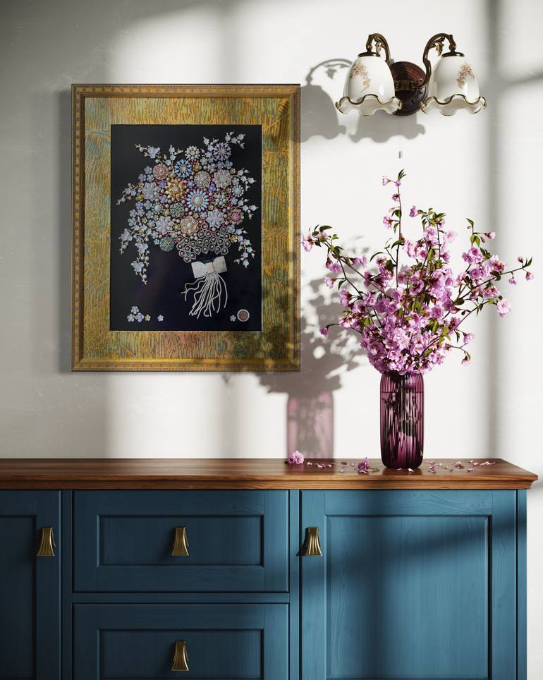 Original Art Deco Floral Collage by Dina Vysotskaya