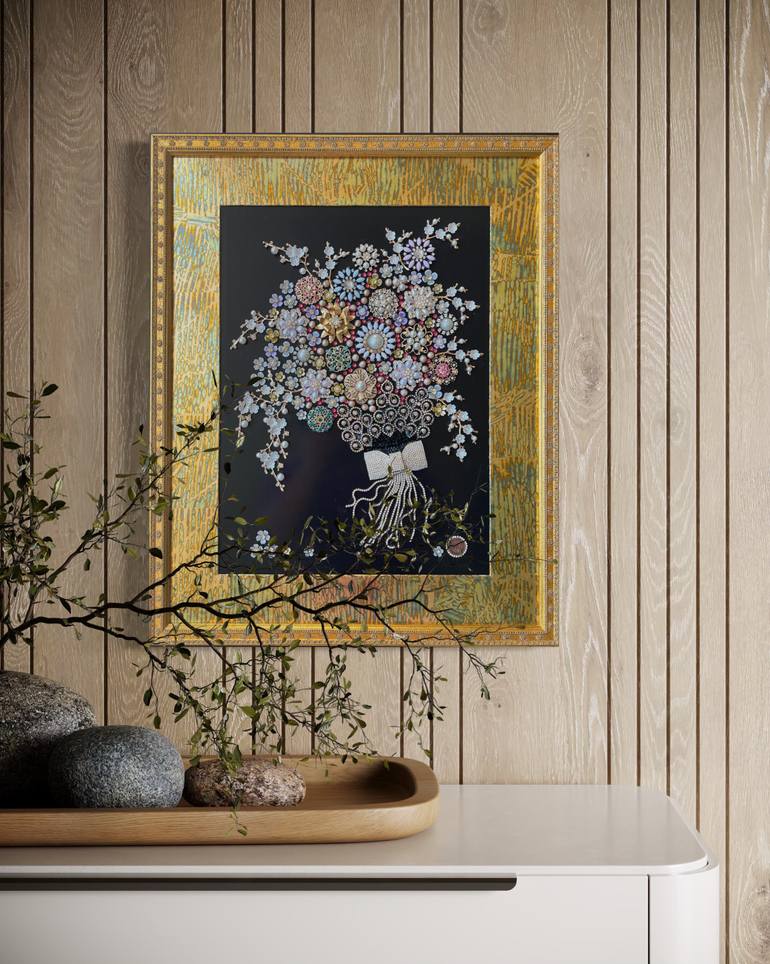 Original Art Deco Floral Collage by Dina Vysotskaya