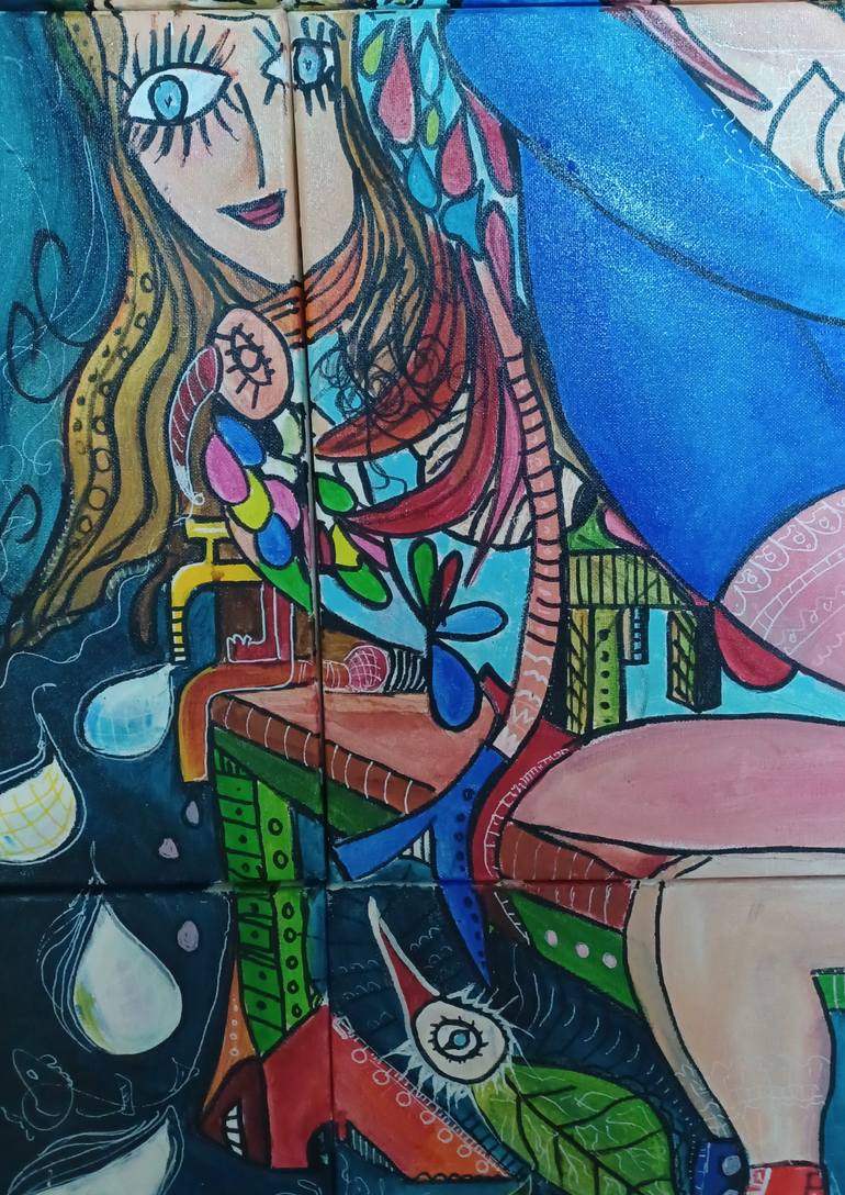 Original Art Nouveau Abstract Painting by Christian Panis