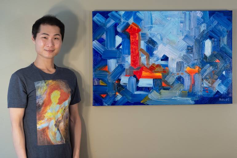 Original Abstract Cities Painting by Richard Chiang