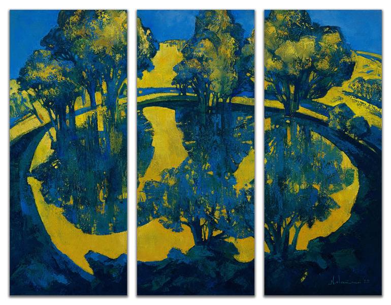 Print of Expressionism Landscape Paintings by Nina Hamurari