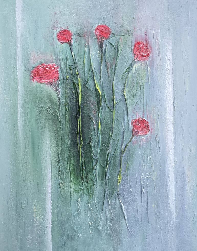 Print of Abstract Expressionism Floral Paintings by Elena Gozunova