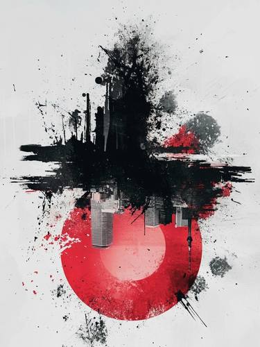 Original Abstract Architecture Mixed Media by Ilan Goldstein