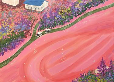 Original Abstract Garden Painting by Cheongah Park