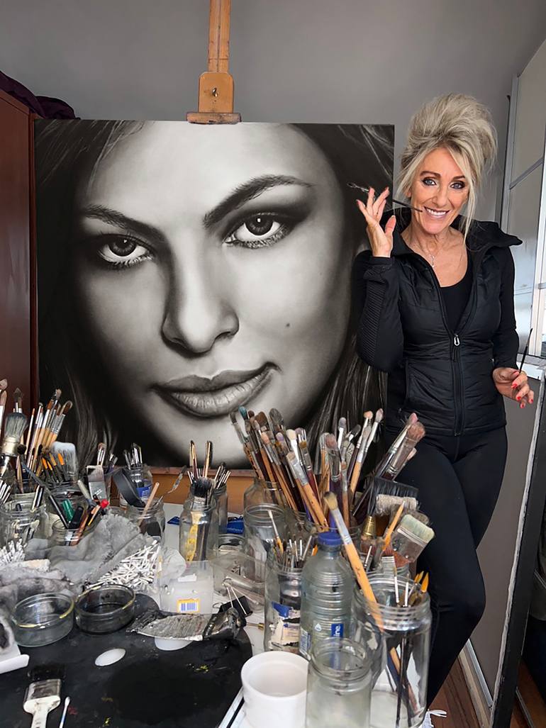 Original Photorealism Women Painting by Saskia Vugts