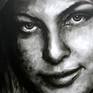 Work in progress art portrait painting Eva Mendes