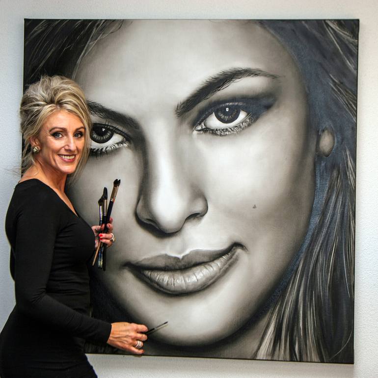 Original Photorealism Women Painting by Saskia Vugts