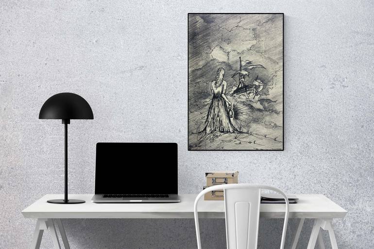 Original Figurative Fantasy Drawing by Afzaal Shafi