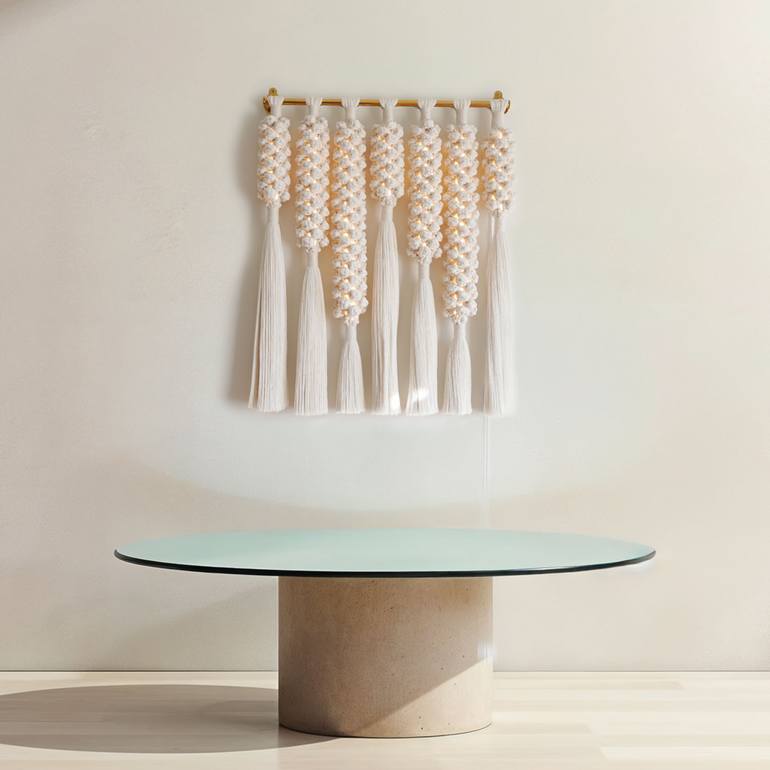 Original Geometric Abstract Sculpture by Light And Fiber