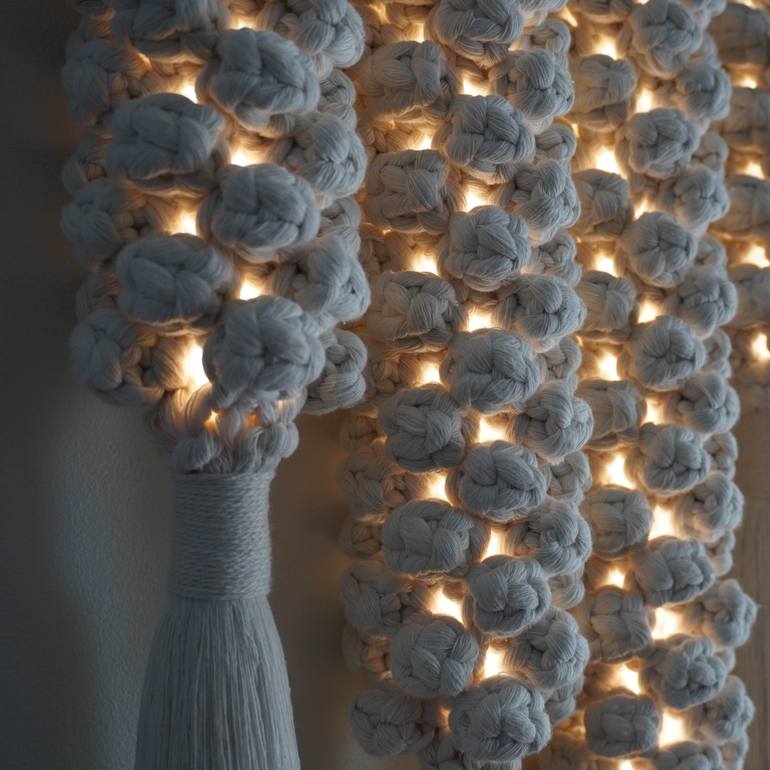 Original Geometric Abstract Sculpture by Light And Fiber
