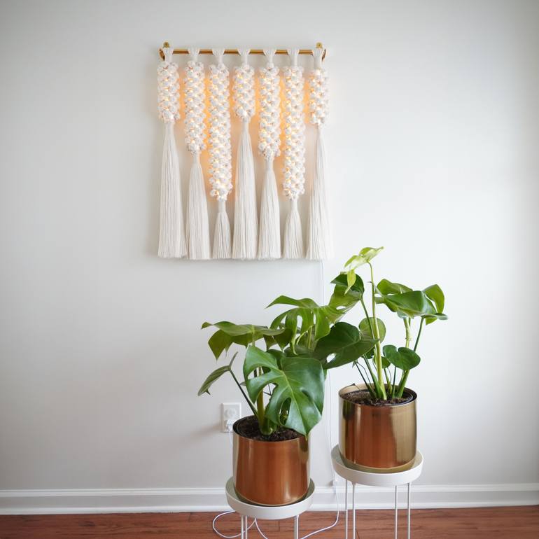 Original Geometric Abstract Sculpture by Light And Fiber