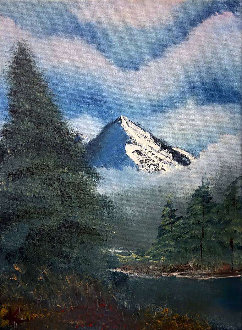 Serenity in the Peaks - A Winter Mountain Landscape Painting by
