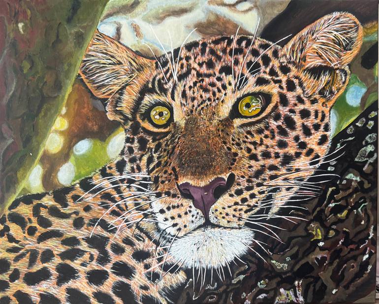 Original Animal Painting by Tatiana Lashchenkova | Impressionism Art on Canvas | Guardian of the Shadow