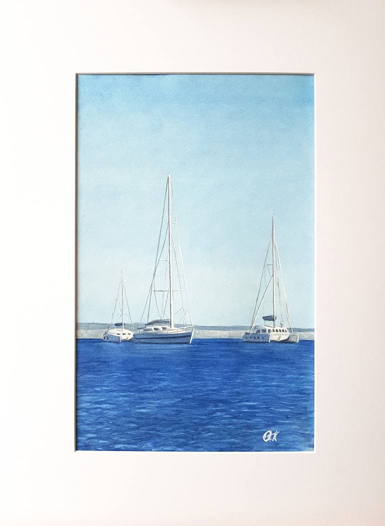 Original Realism Boat Painting by Olha Krasko