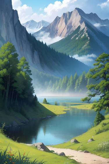 Print of Art Deco Landscape Digital by Yous Nature