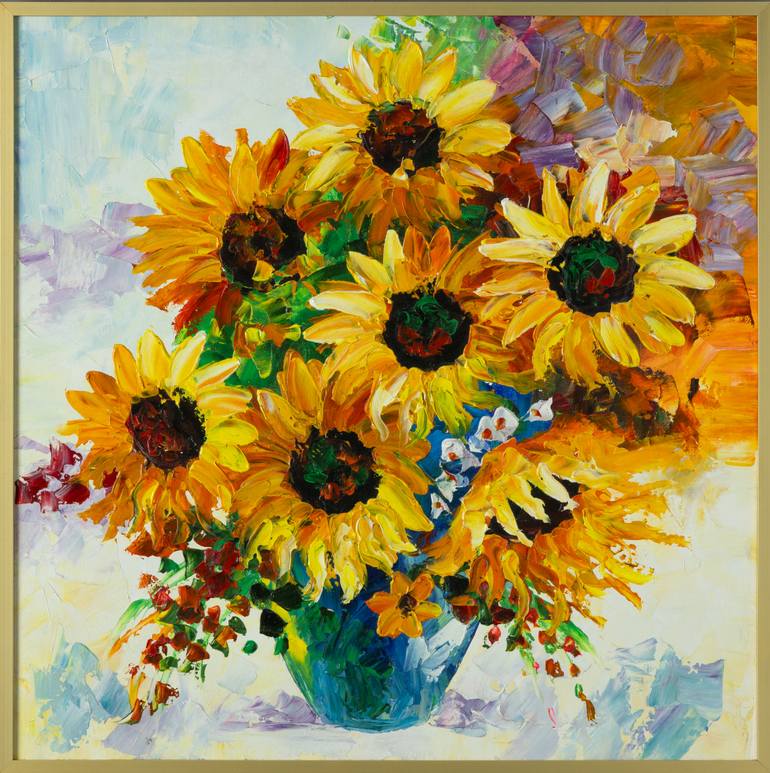 A lively bouquet of sunflowers Painting by Muga Muga | Saatchi Art