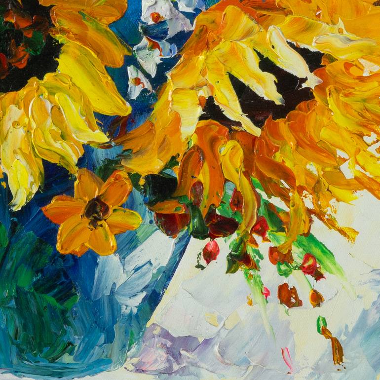 A lively bouquet of sunflowers Painting by Muga Muga | Saatchi Art