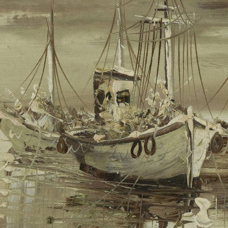 several small fishing boats Painting by muga muga | Saatchi Art