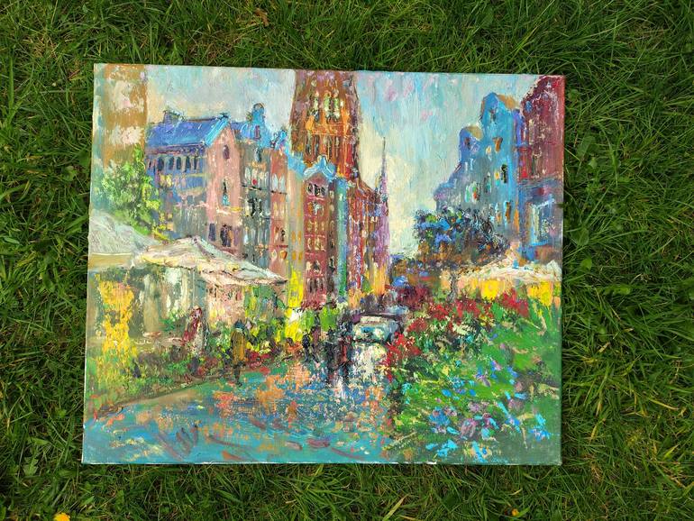 Original Architecture Painting by Anton Mishurovskyi | Modernism Art on Canvas | A.Mishurovskyi,2024"Lovely and beautiful city Gdansk.Poland"
