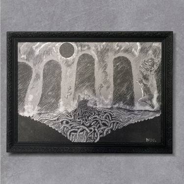 Original Black & White Fantasy Mixed Media by Arsyad Supriadi