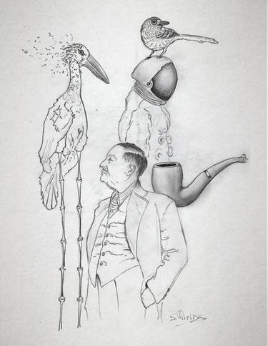Original Black & White Outer Space Drawings by Stavros Mitides
