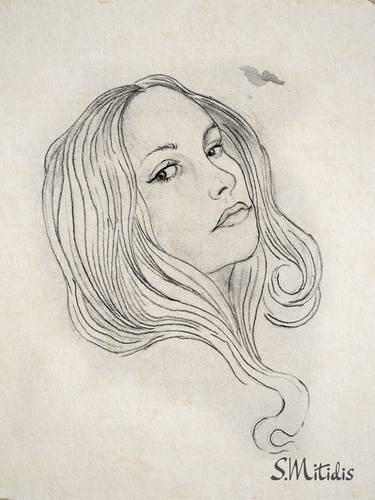 Original Art Nouveau People Drawing by Stavros Mitides
